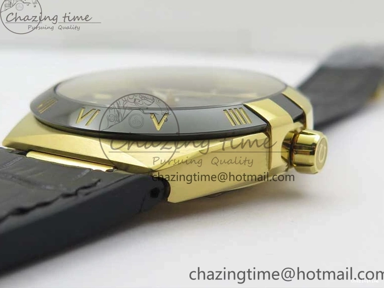 0318 HighQuality Constellation 131.33.41.21.03.001 YG TW Best Edition Black Dial On Gummy Strap A 7871